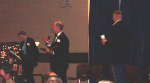 The host settles the crowd to get things started!