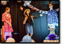 Actors from birthday party themed play.